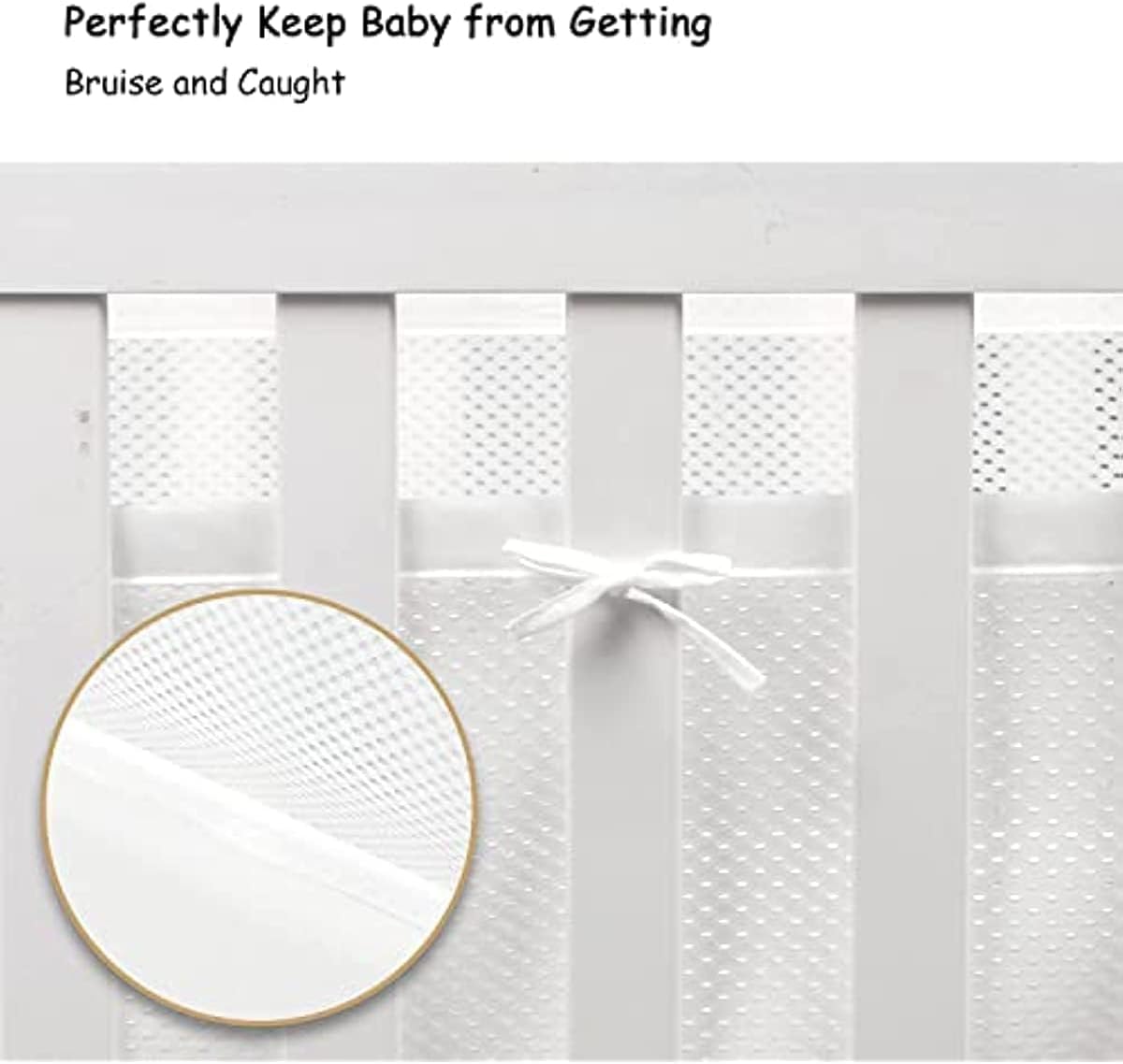 Breathable Baby Mesh Crib Liner, Womdee Cot Bumper For Boys Girls Airflow Safe 3D Fresh Breathing Bedding All Season,2Pcs Liner Set. (Blue)