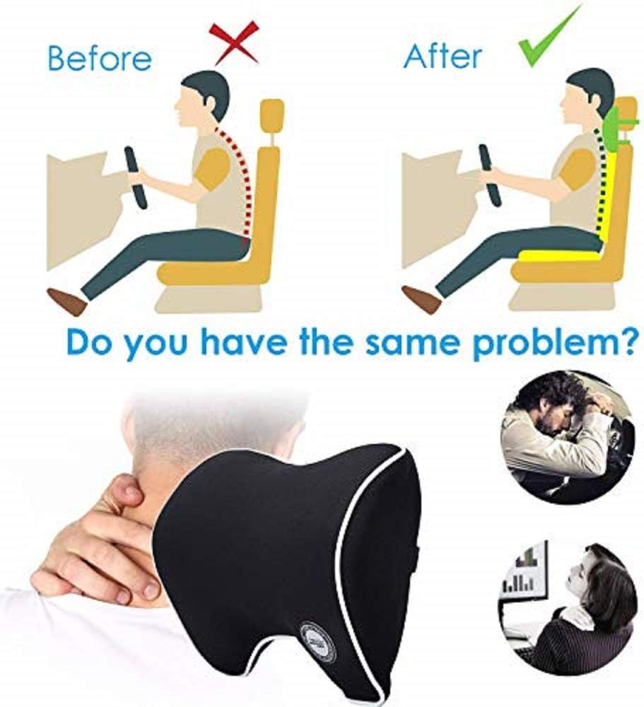 Womdee Car Neck Support Pillow for Neck Pain Relief When Driving,Headrest Pillow for Car Seat with Soft Memory Foam