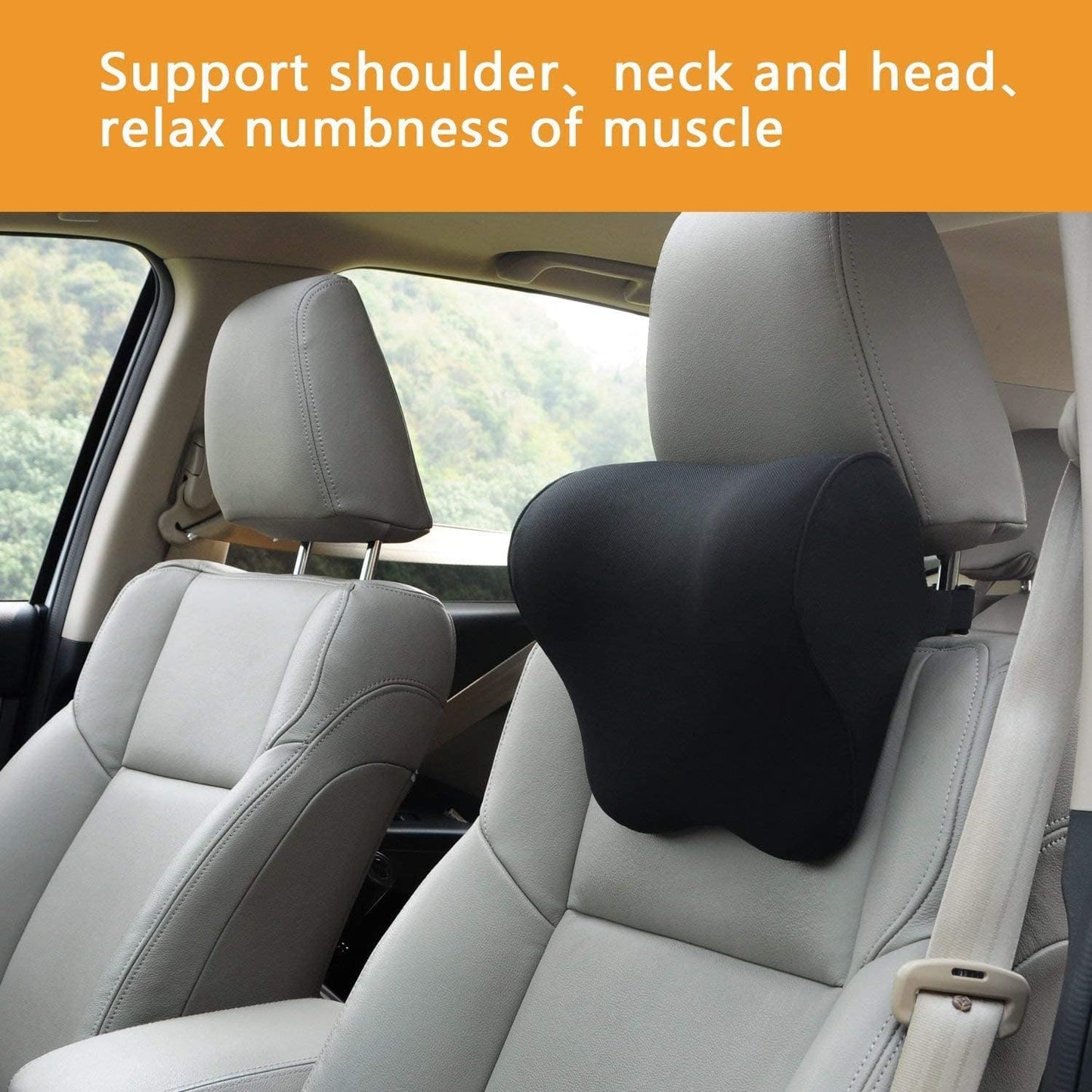 Womdee Car Neck Pillow - Headrest for Office and Gaming Chair - Soft Memory Foam Orthopedic Cushion - Chair Attachment for Neck Support - Ideal Head Neck Rest Pillow for Home Office and Driving