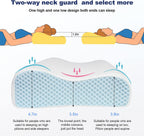 Womdee Memory Foam Cervical Pillow for Neck Pain Relief with Replacement Ice Silk Pillowcase, Cooling Ice Silk Bed Pillow, Ergonomic Orthopedic Contour Support Pillow for Stomach Side & Back Sleepers