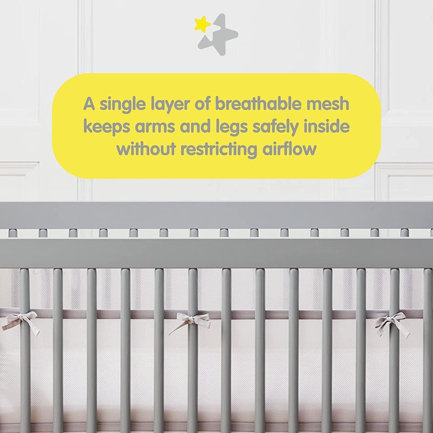 Breathable Baby Mesh Crib Liner, Womdee Cot Bumper For Boys Girls Airflow Safe 3D Fresh Breathing Bedding All Season,2Pcs Liner Set. (Blue)