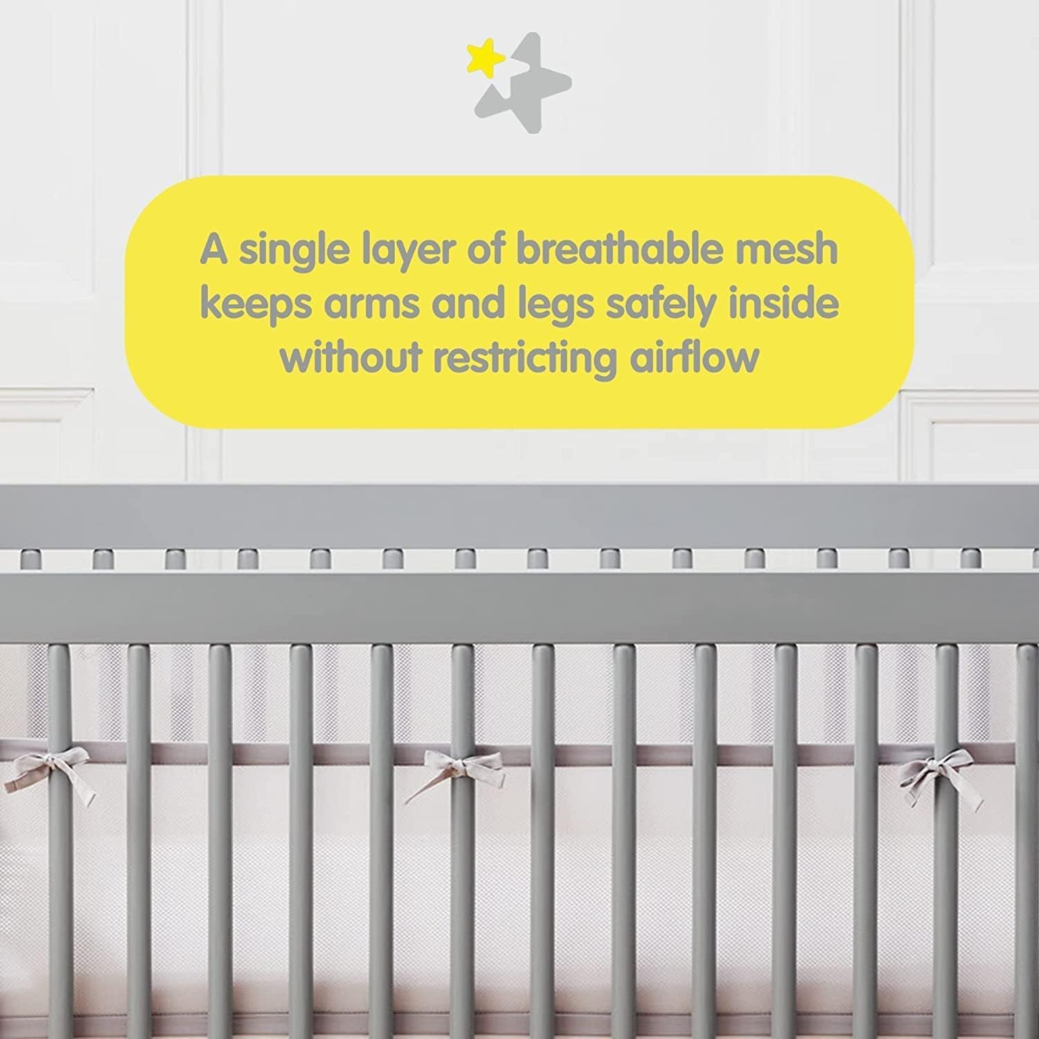 Breathable Baby Mesh Crib Liner, Womdee Cot Bumper For Boys Girls Airflow Safe 3D Fresh Breathing Bedding All Season,2Pcs Liner Set. (Blue)
