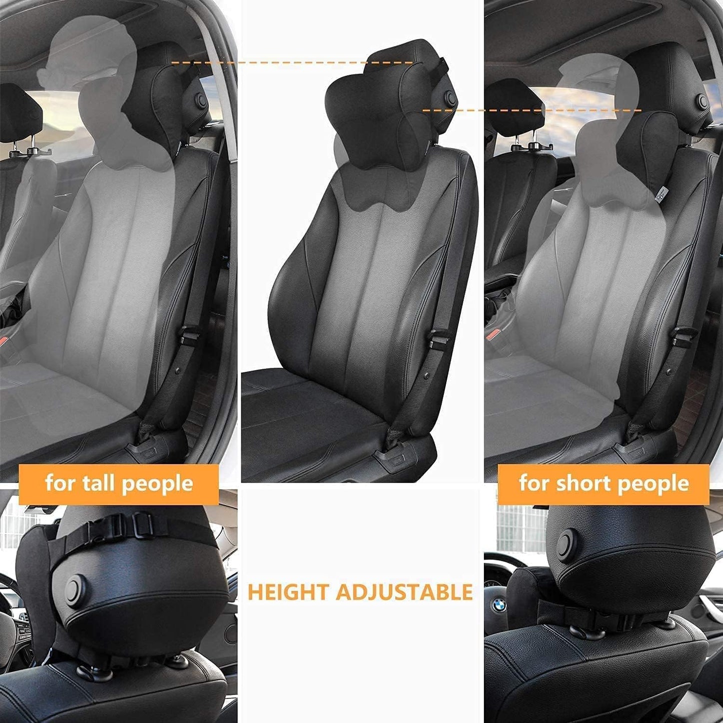 Womdee Car Neck Pillow - Headrest for Office and Gaming Chair - Soft Memory Foam Orthopedic Cushion - Chair Attachment for Neck Support - Ideal Head Neck Rest Pillow for Home Office and Driving
