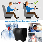 Womdee Car Neck Pillow - Headrest for Office and Gaming Chair - Soft Memory Foam Orthopedic Cushion - Chair Attachment for Neck Support - Ideal Head Neck Rest Pillow for Home Office and Driving